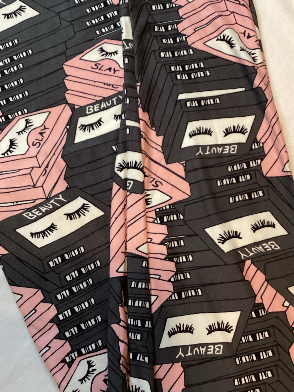LuLaRoe Pink, Black & White Eyelash Print Leggings